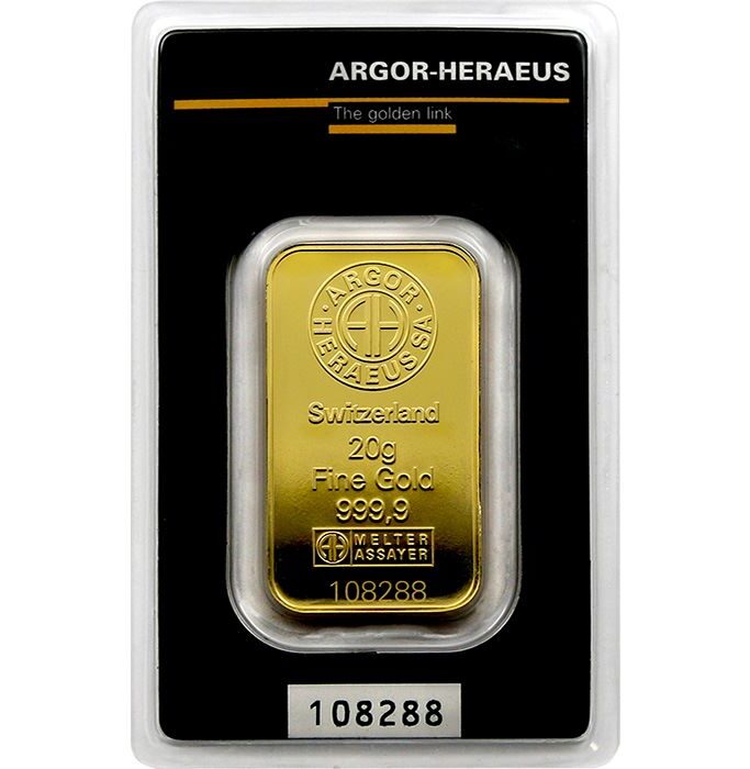 Gold Argor-Heraeus 20 g Kinebar